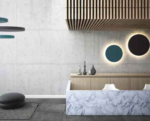 Pannelli fonoassorbenti design professionali - LvB MELODIA a pavimento a soffitto rotondi con illuminazione (2)