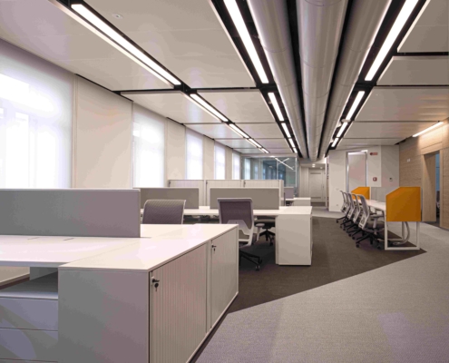 LvB pannelli Quartetto a soffitto e pannelli Operetta da scrivania- custom - Uffici Toscana(2)