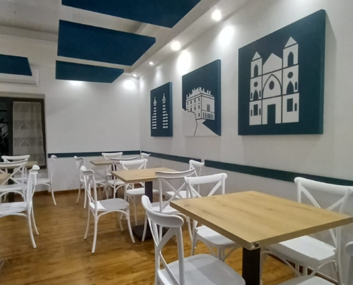 Quartetto a soffitto e quartetto a parete con stampa - pizzeria - Casa Cavalieri