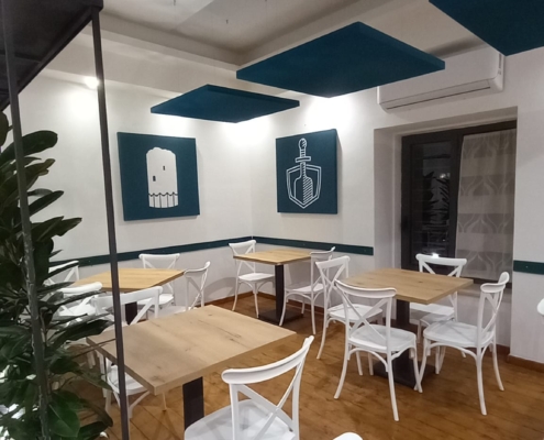 Quartetto a soffitto e quartetto a parete con stampa - pizzeria - Casa Cavalieri(1)